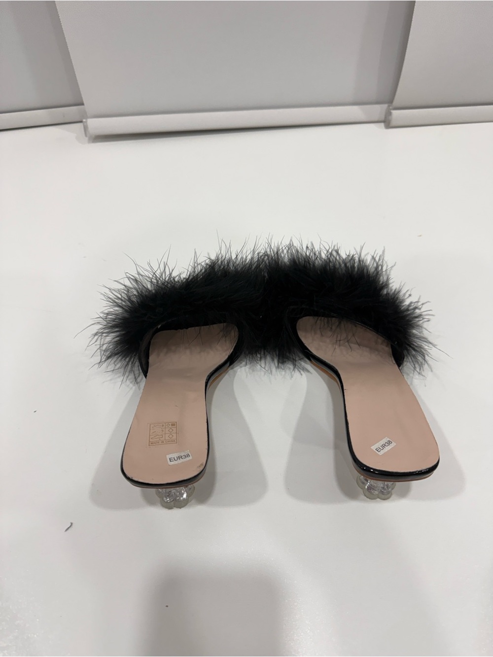 Women’s Black Feather Slide Mules - Picture 5 of 6